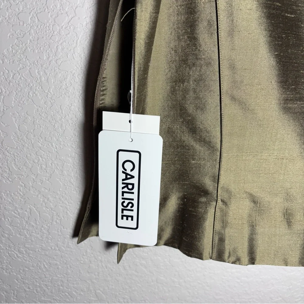 Vintage Carlisle Antique Gold 100% Silk Crop Tank Top And Matching Pencil Skirt - Picture 3 of 9